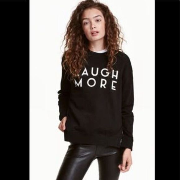 H&M 🎉HP🎉Women’s Sweatshirt “Laugh More” - Picture 1 of 7